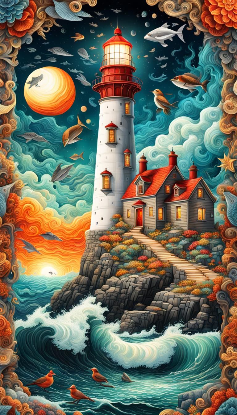 Surreal Lighthouse   by @Rose