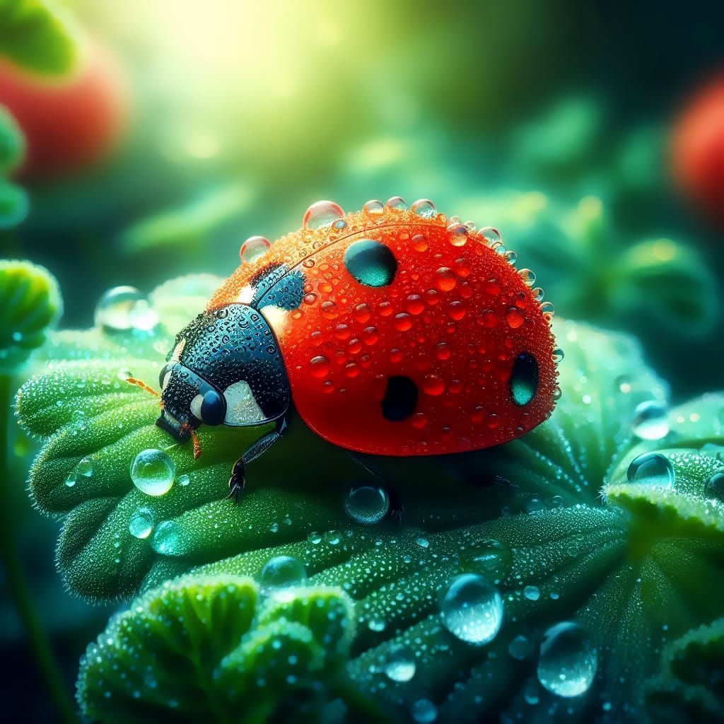 Ladybug dewdrops