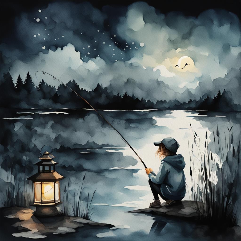 Fishing in the night  by @Dayana