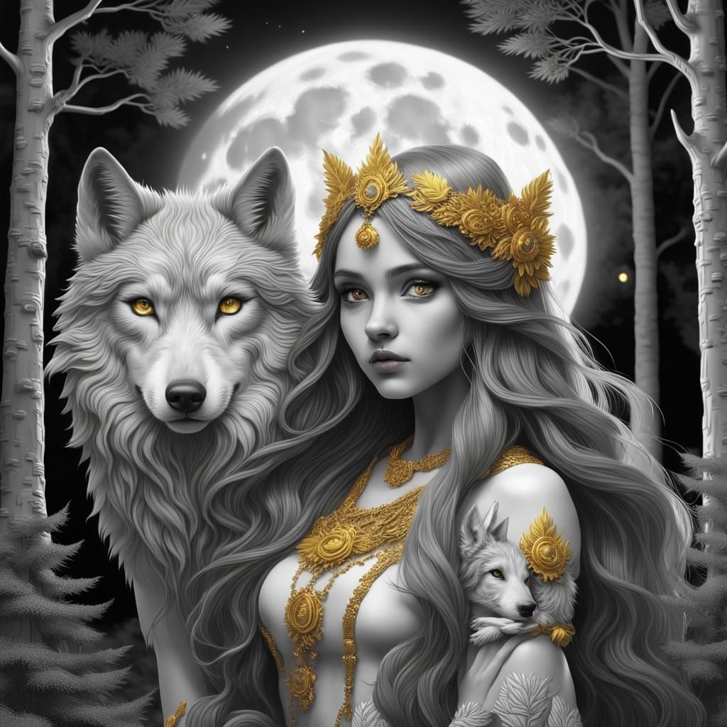 Wolf Maiden - AI Generated Artwork - NightCafe Creator