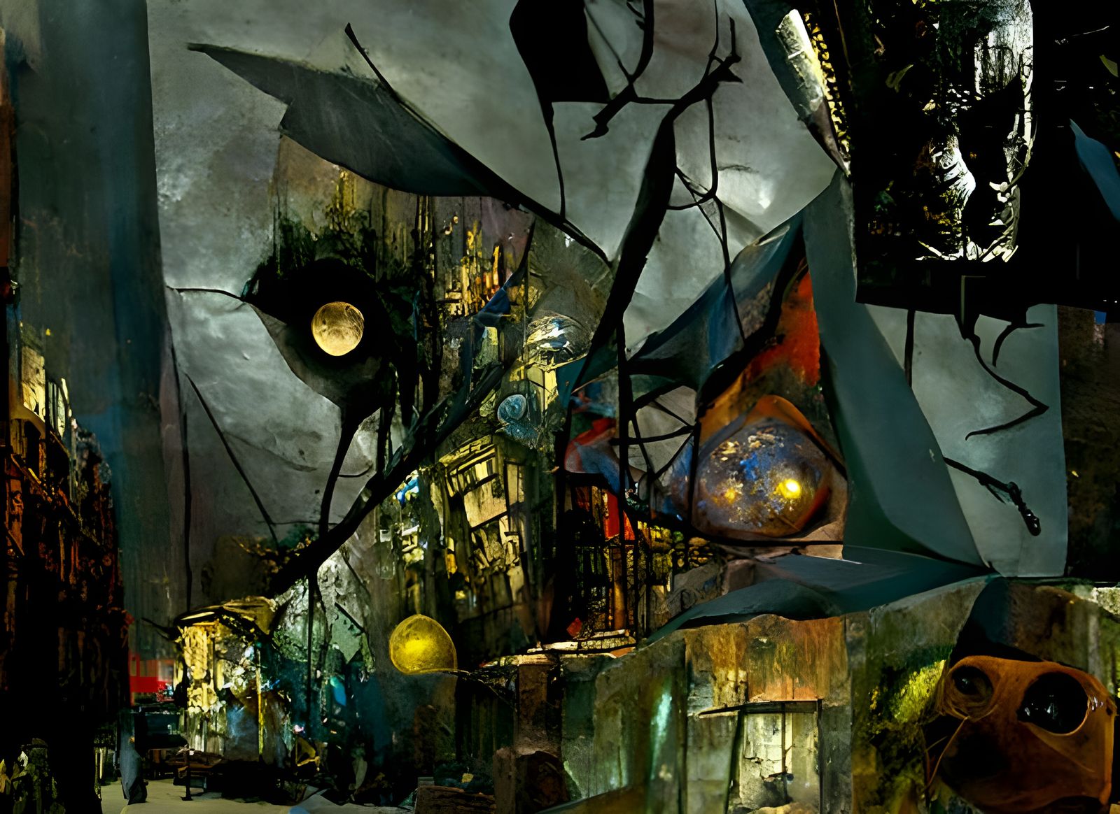 Cubistic dream of lunar lunacy