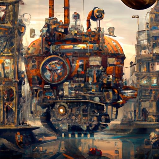Ronald McDonald Mechas steampunk engine Epic cinematic brill...