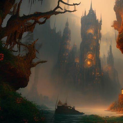 Fantastical Matte Painting with Intricate Details