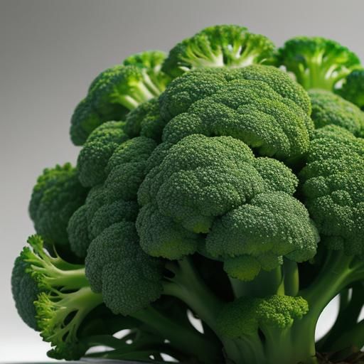 tight macro close up Photo of broccoli, low angle, Hyperreal...