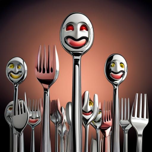 Funny forks and spoons AI Generated Artwork NightCafe Creator