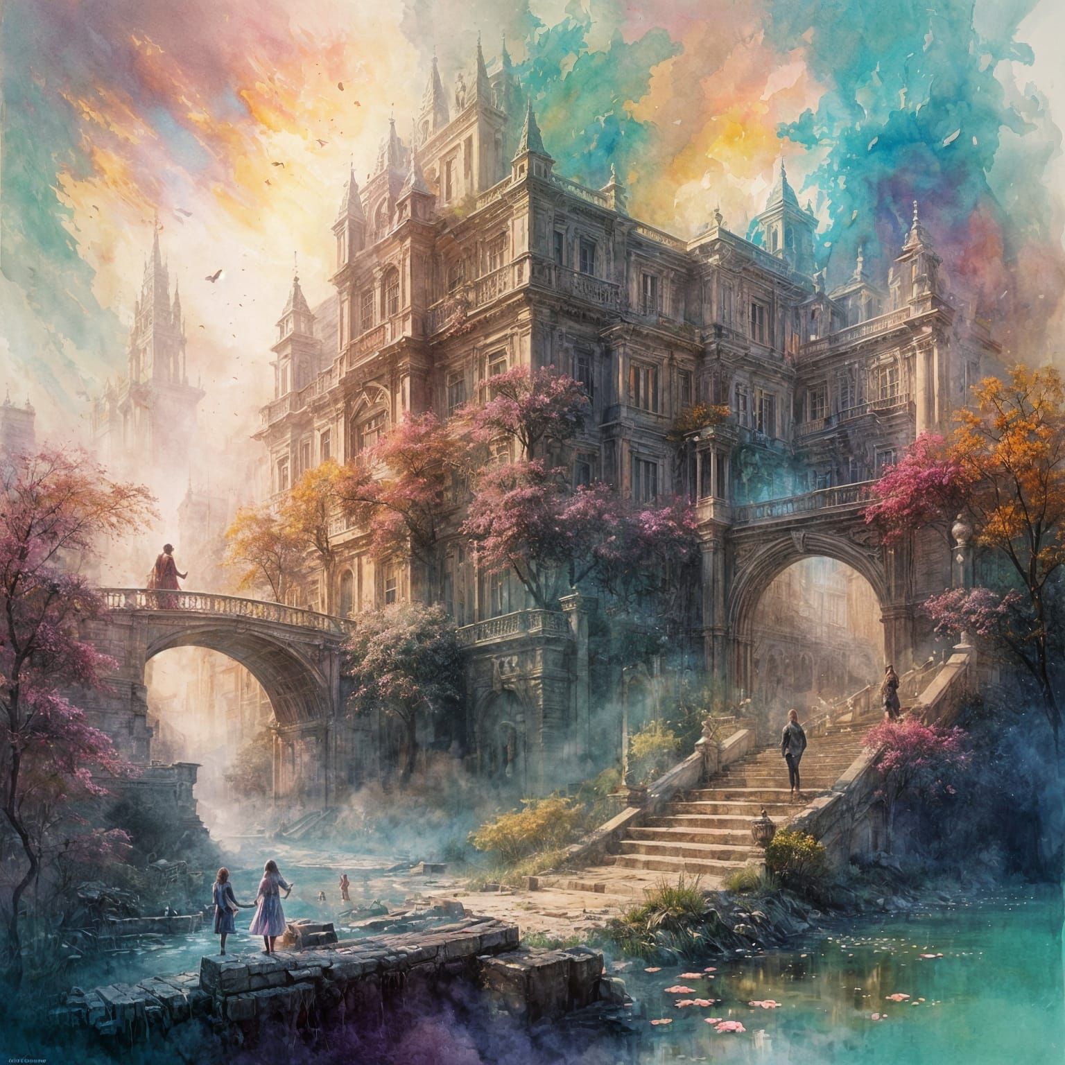 "Ephemeral Reverie"

Prompt:
 a mesmerizing piece that harmoniously blends the romantic vibrancy of Willem ...  by @Likvi