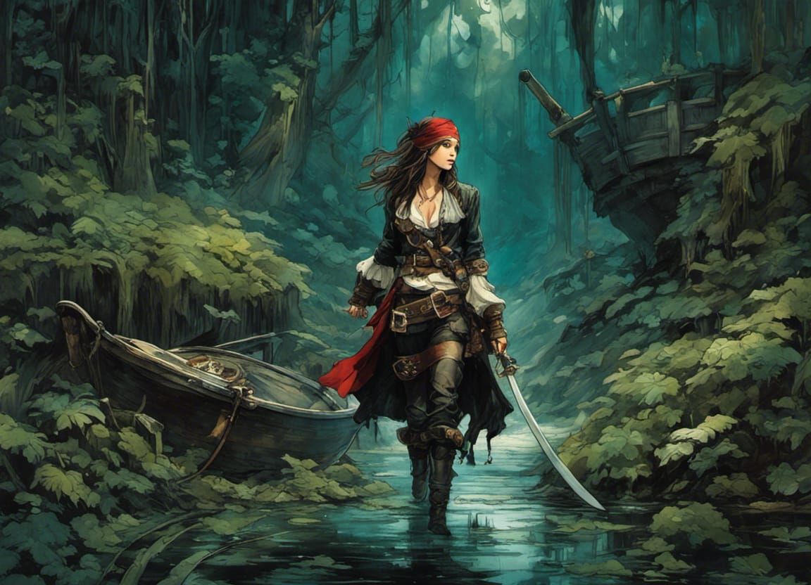 chibi style  : pirate woman