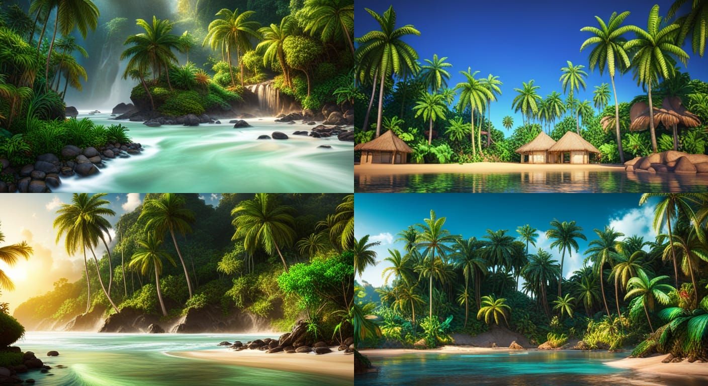 Tropical beach with palm trees and rainforest. Costa Rica ca...