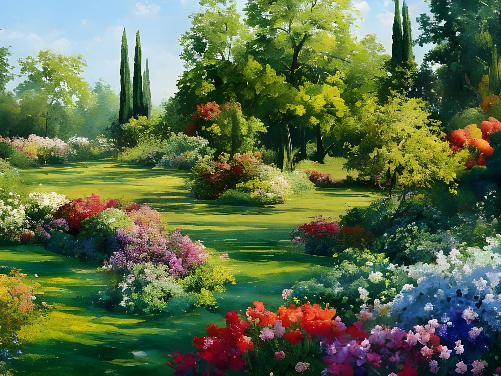 A Gardens beautiful in Gouache Style, Watercolor, Museum Epi...