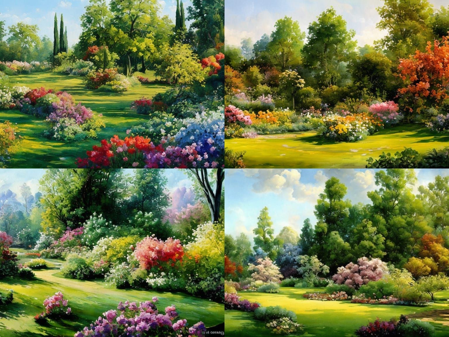 A Gardens beautiful in Gouache Style, Watercolor, Museum Epi...
