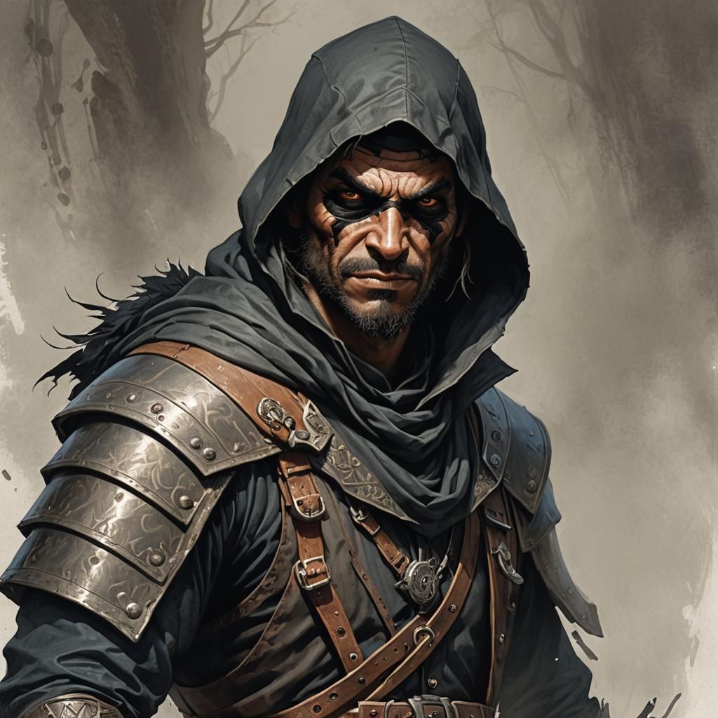 a human male bandit leader for a fantasy rpg portrait - AI Generated ...