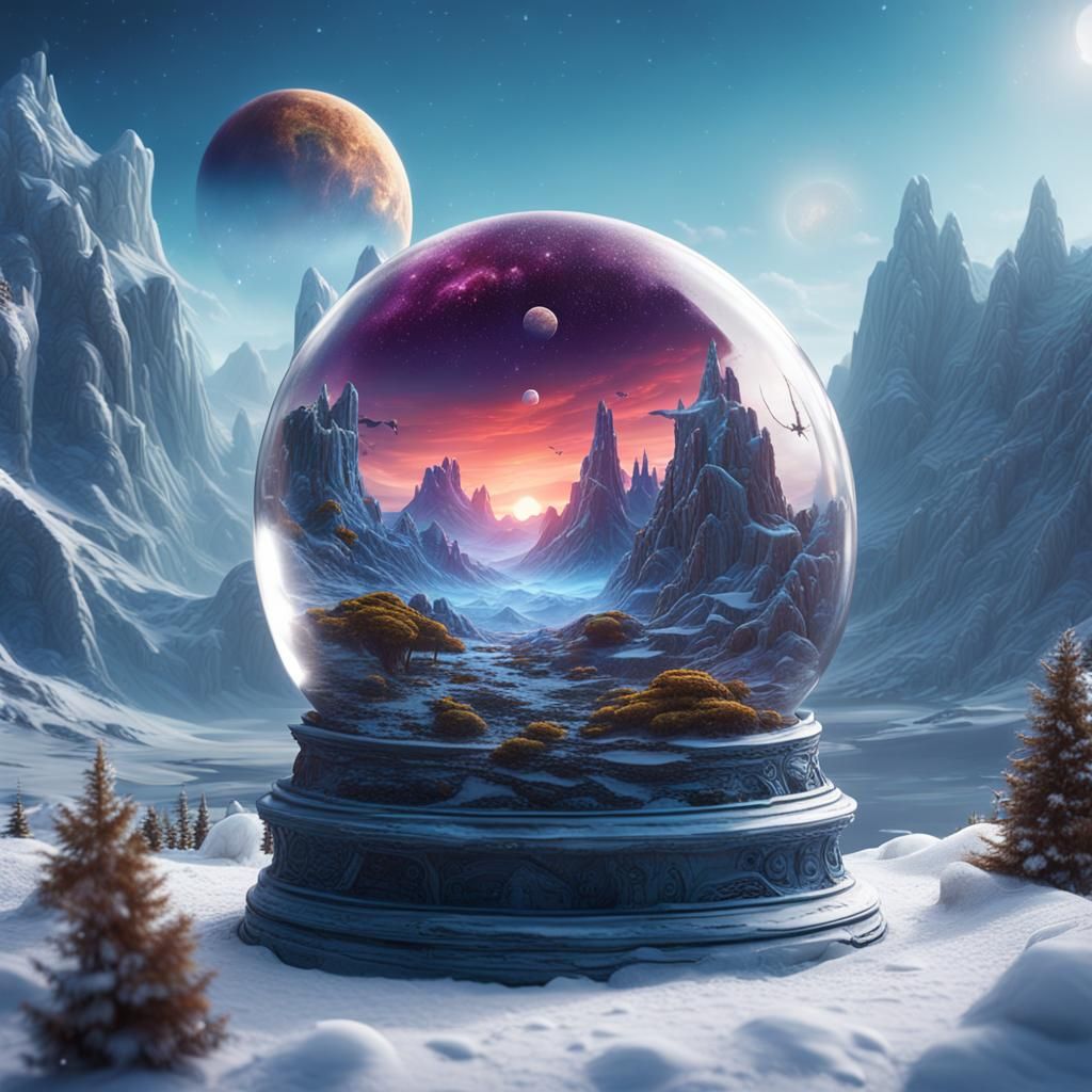 Alien planet in a snow globe  by @Forlorn_Hope