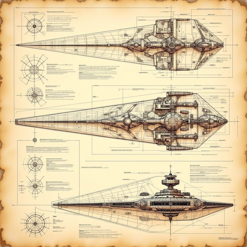 A Schematic Diagram of a Star Destroyer Spaceship