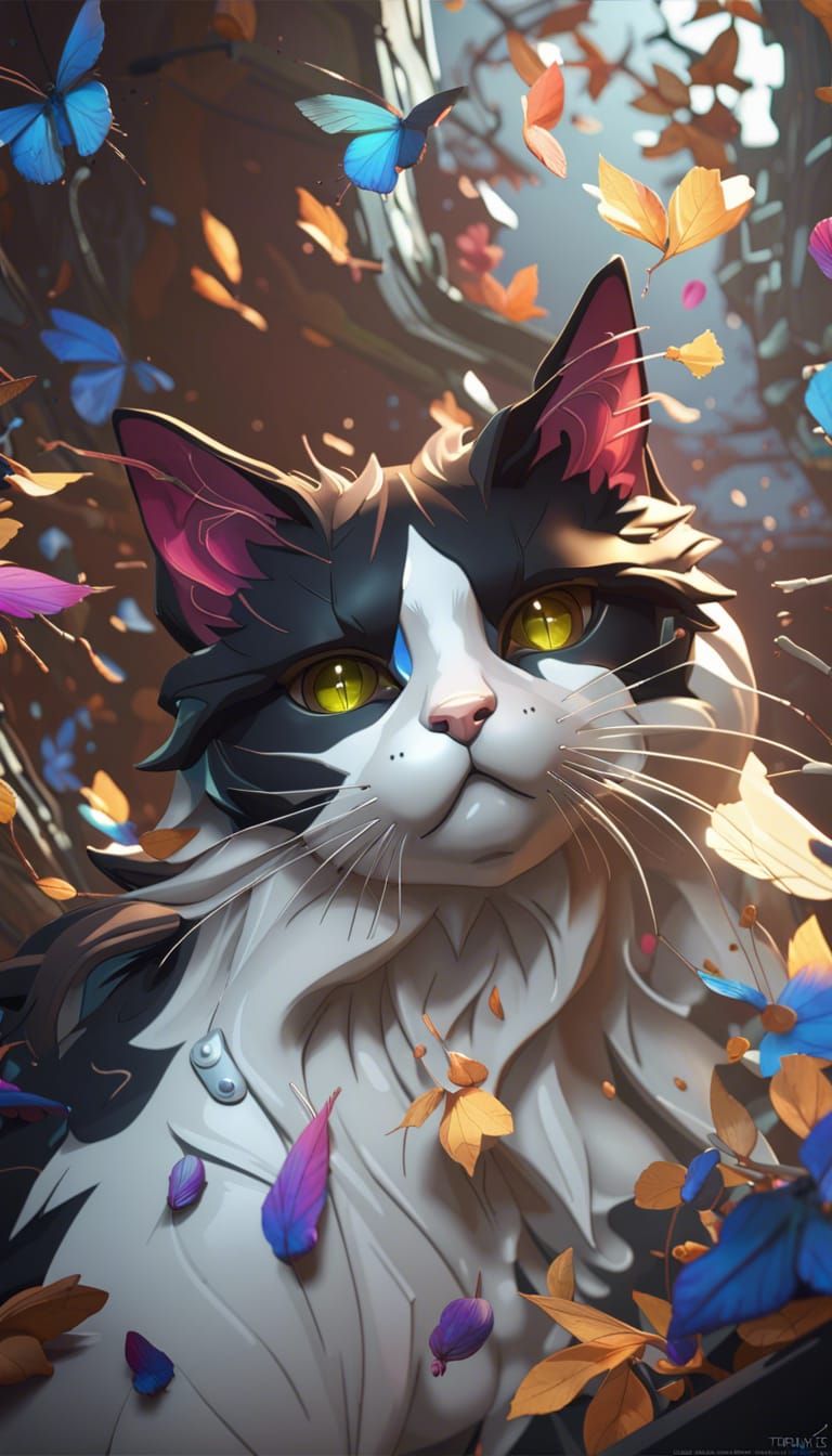 Cat, Robotic features, Artgerm, WLOP, Alphonse Mucha dynamic...