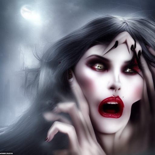 beautiful vampire woman with fangs - AI Generated Artwork - NightCafe ...