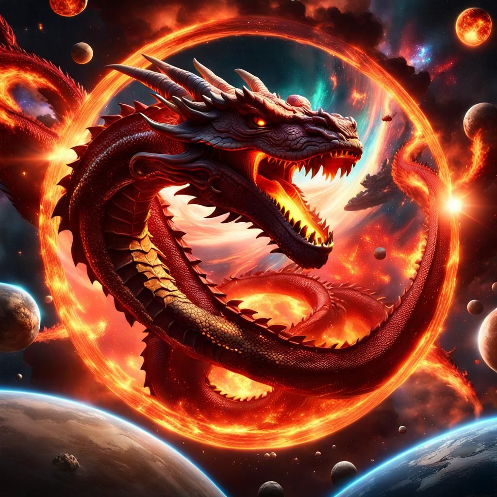 A Potrait of a Fiery Dragon in Space - AI Generated Artwork - NightCafe ...