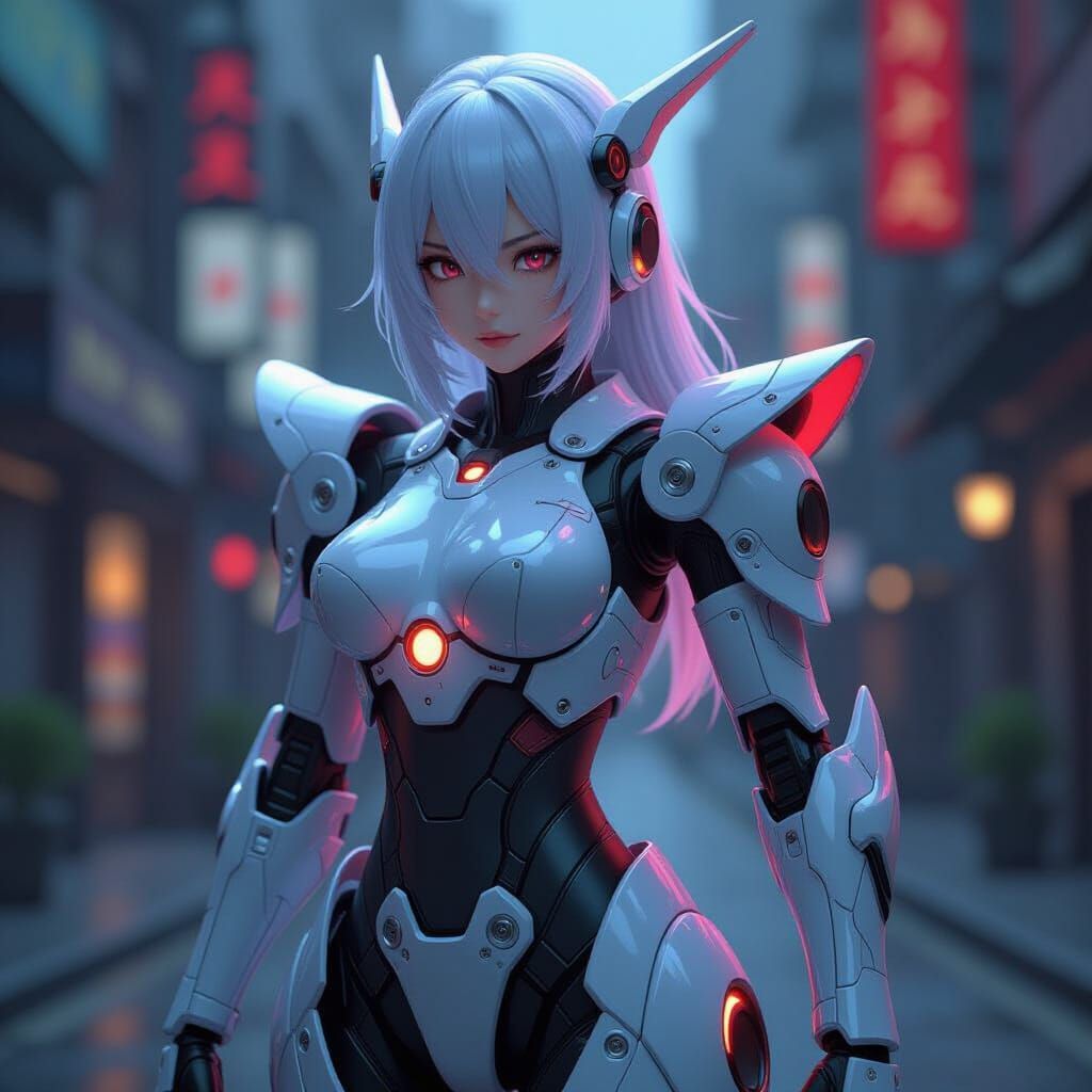 Futuristic Anime Robot Character Concept Art