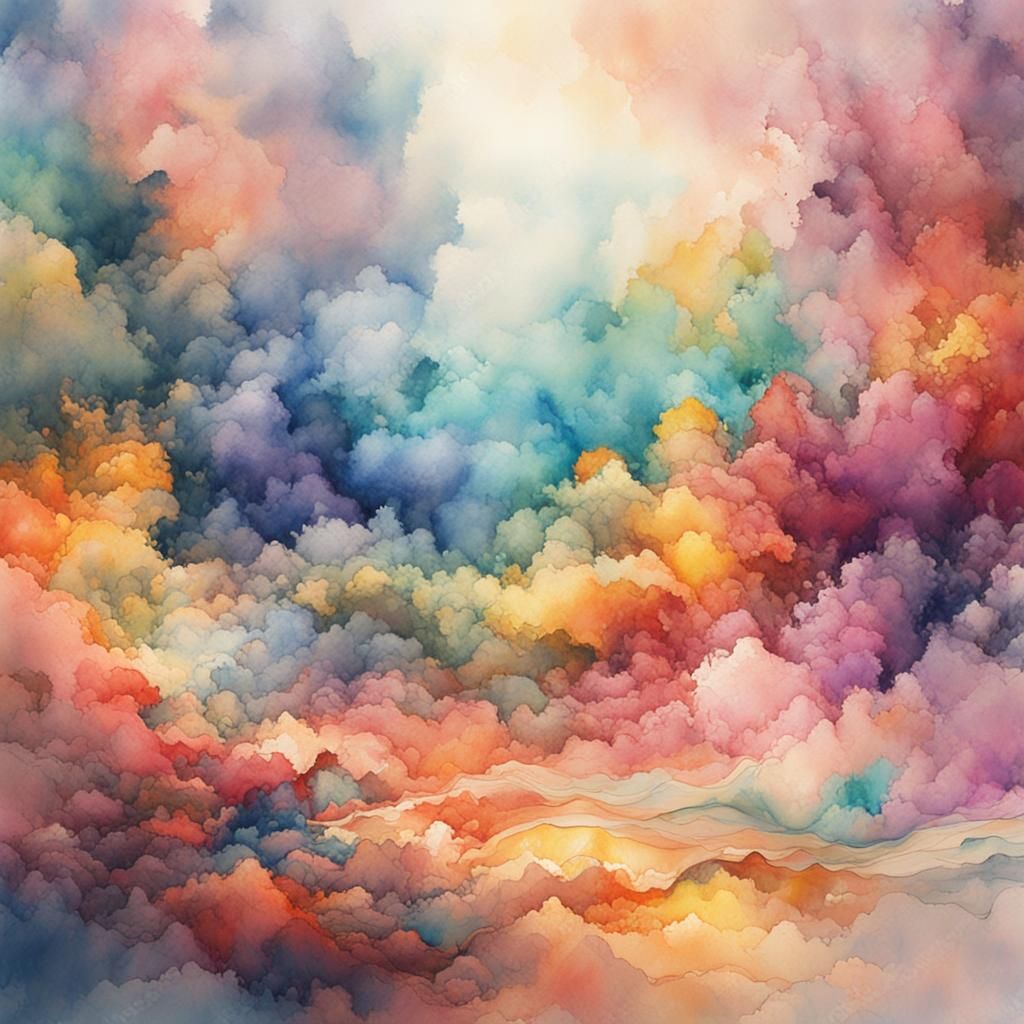 abstract image of colorful watercolor, in pastel tones, impr...