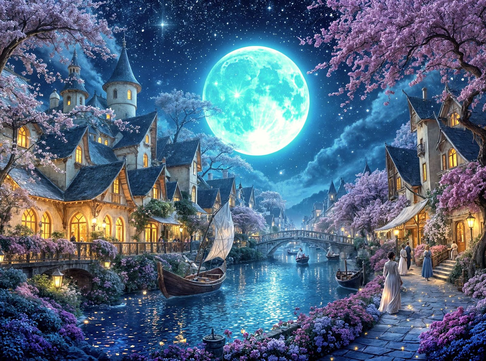 vibrant fantasy nightscape