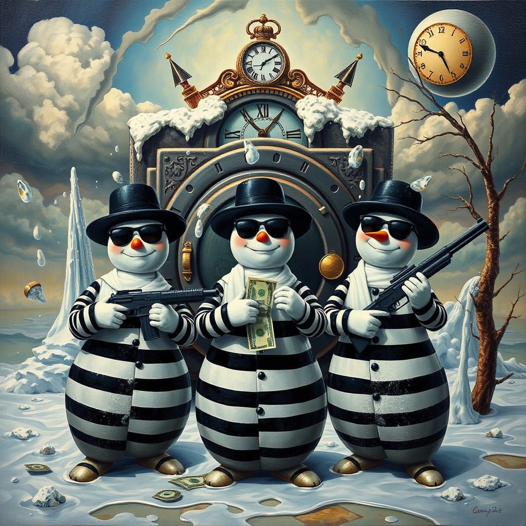 Snowmen Bank Robbers  by @Tasmaniac01