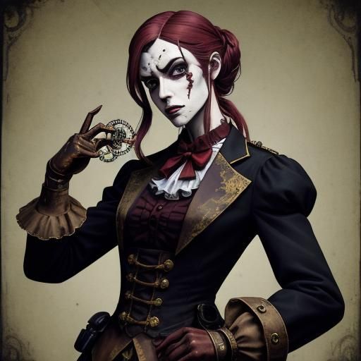 burattinaio zombie con abbigliamento steampunk
 con marionet...