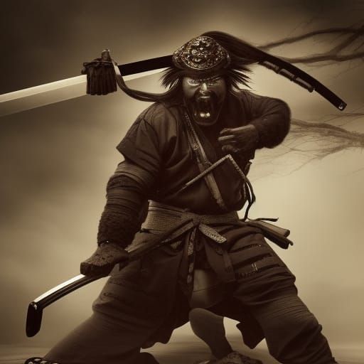 An Ninja Oni Samurai killing people in rage - AI Generated Artwork ...