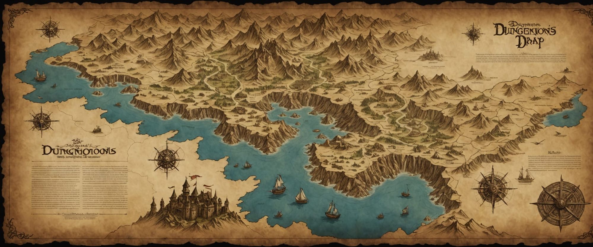 parchment map, dungeons and dragons world map, fantasy, schematic, drawing, epic cinematic brilliant stunning intricate meticulously detaile...