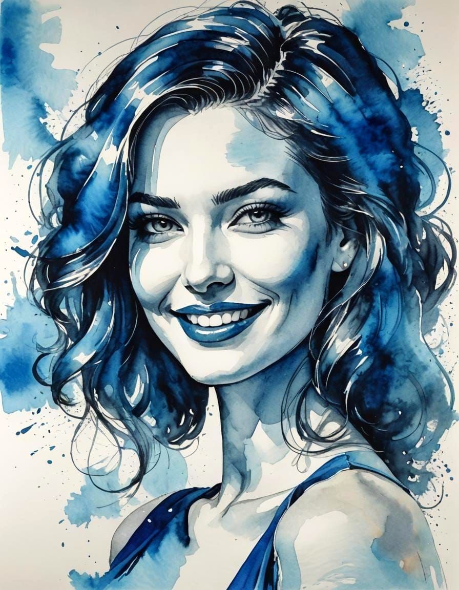 Blue Lady Beauty Portrait   by @Thomas-Future