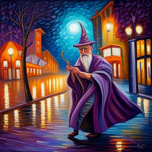 The Purple Wizard casts a spell.