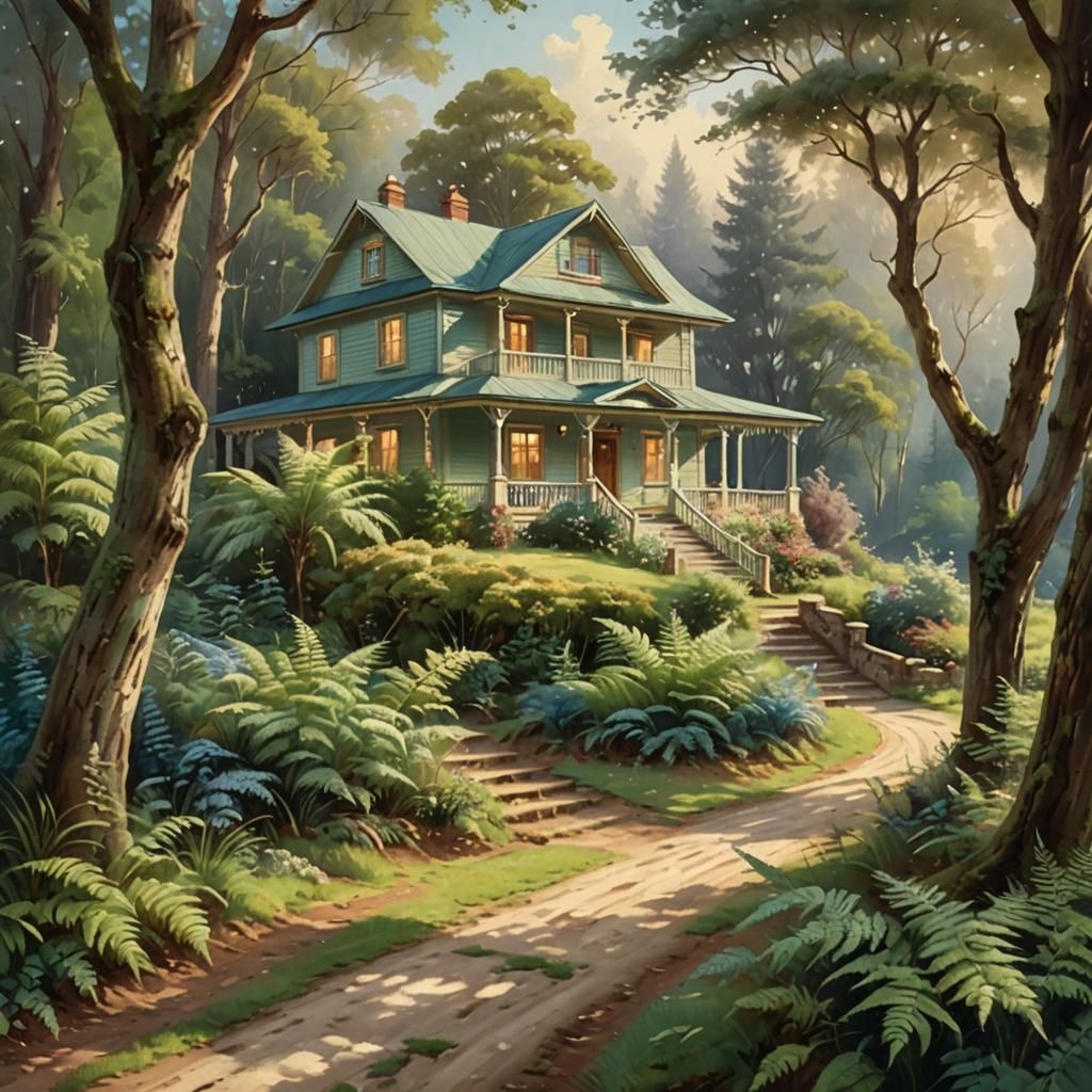 Stairway in ferns
