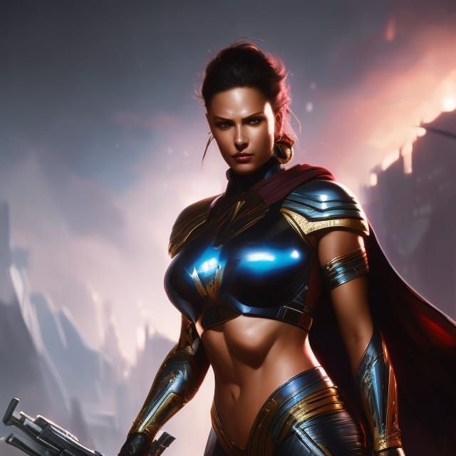 beautiful super hero girl,
muscular,
voluptuous, 
spandex, o...