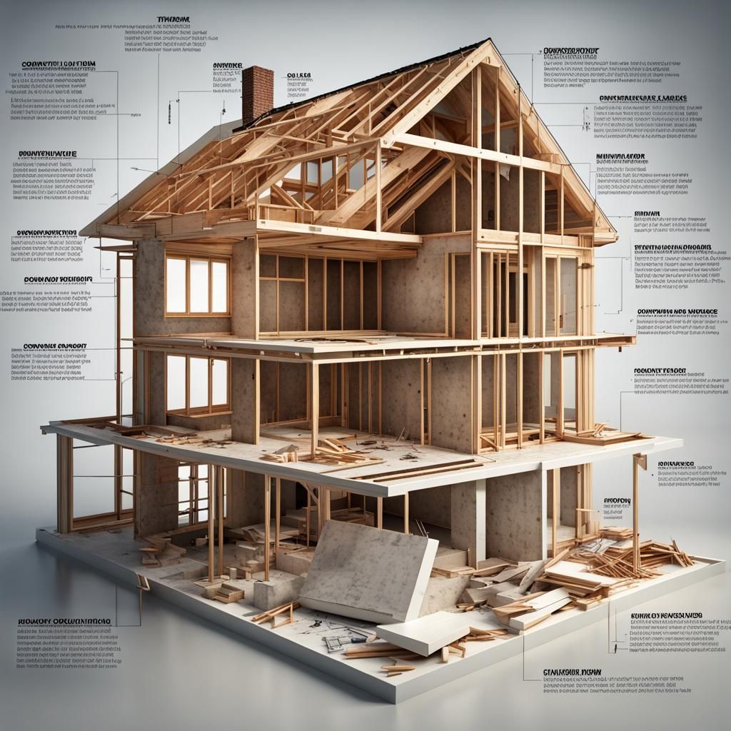 An exploded-view chart of the components of the construction...