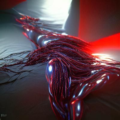 Synthetic Humanoid milky blood fiber optic tubing