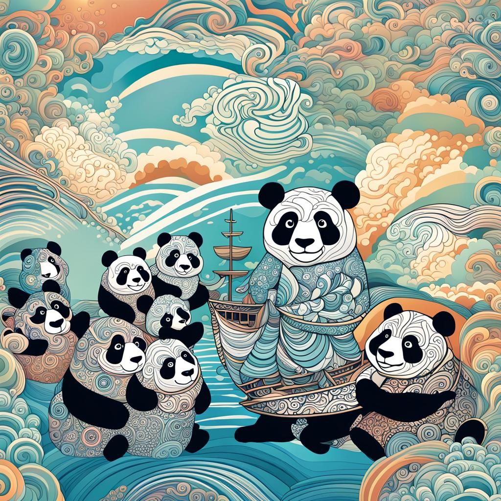 Pandas on a Boat Ride: Abstract Vector Fractal