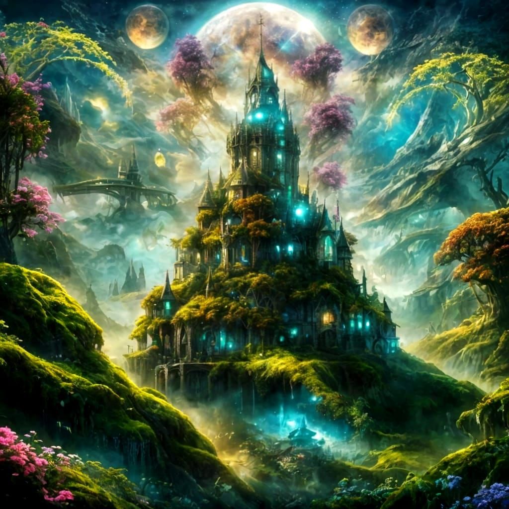 Elven landscapes: moss, mist, and mauve