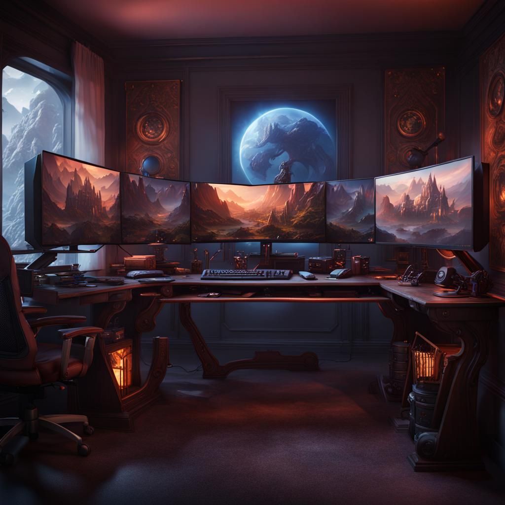 professional PC gamer setup  by @ThePirateViking