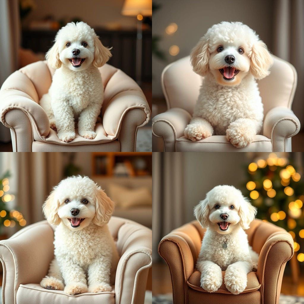 A Happy Poodle in a Cozy Armchair, Captured with Professiona...