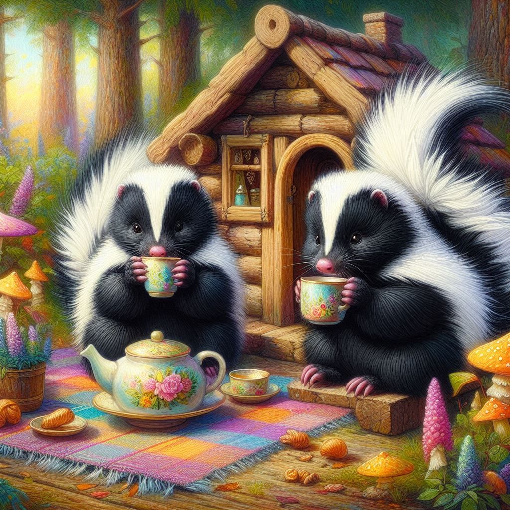 skunks having a tea party