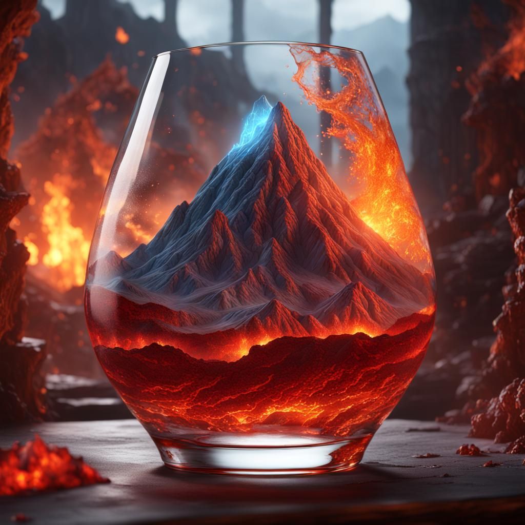 Volcano in a Glass: Detailed Matte Painting