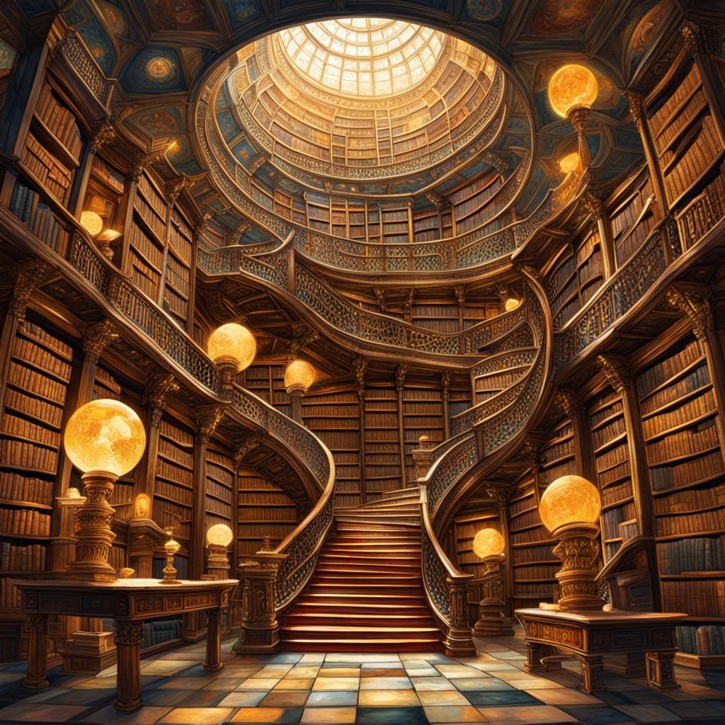 an enchanting library - AI Generated Artwork - NightCafe Creator