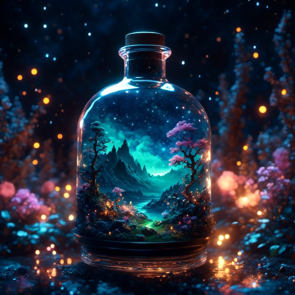 <lora:ExpDiff 2:1.0>,, dark mood, moody, dark theme,, galactic landscape in a bottle, bottled galactic landscape, galactic landscape, by Hik...