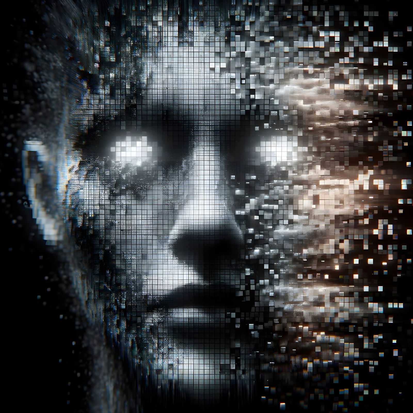 A face melting into static  by @Revenant_