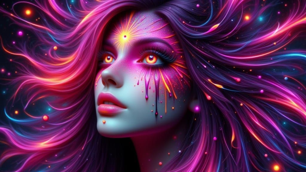 <lora:SolarFire:1.0> A female woman, red, purple