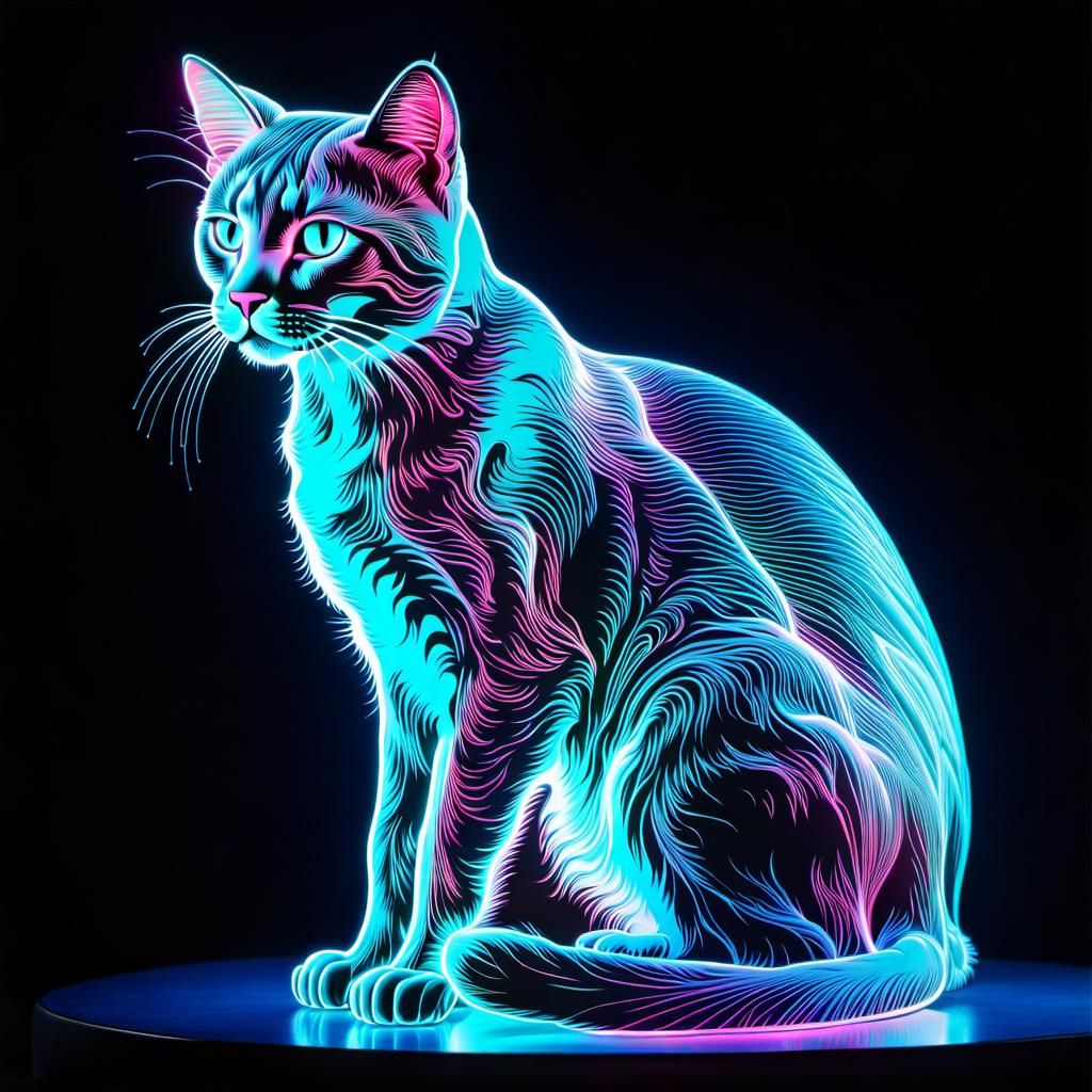 Holographic cat - AI Generated Artwork - NightCafe Creator