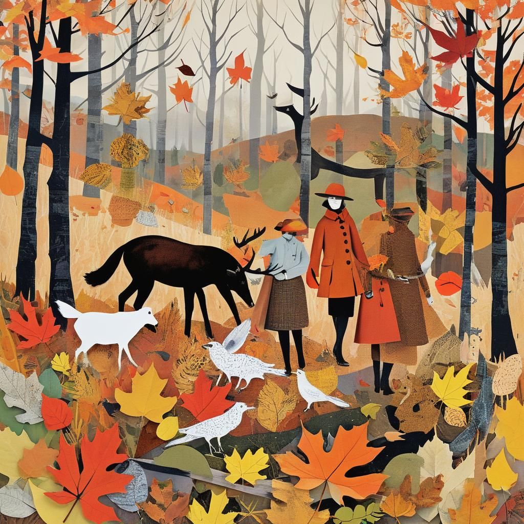 Autumn Hunt Paper Collage