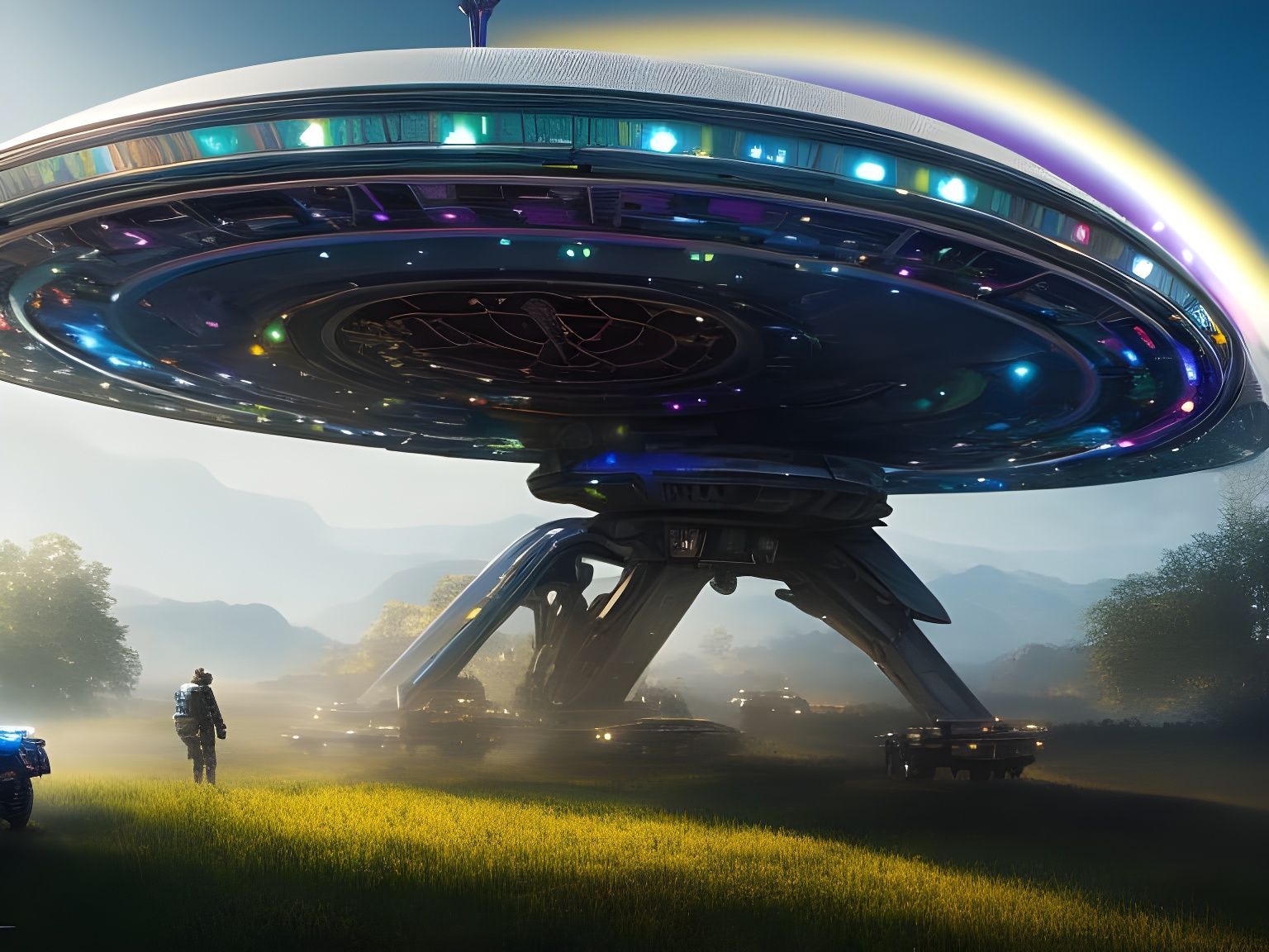 Rainbow UFO
 Magical, Intricate, Digital, Scenic, Hyperdetai...
