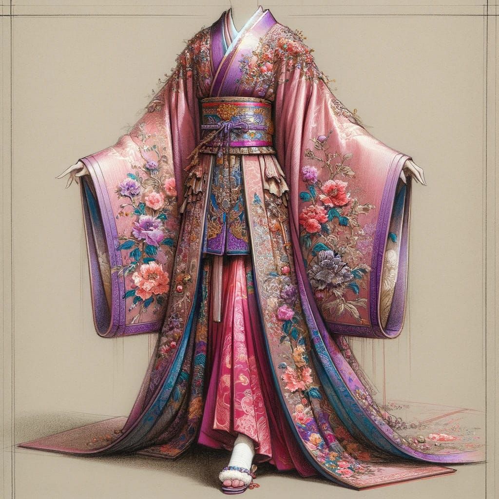 Fashion Illustration of a Kimono