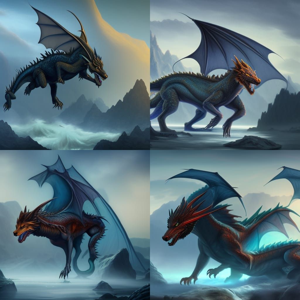hybrid of a dragon dinasuare and wolf