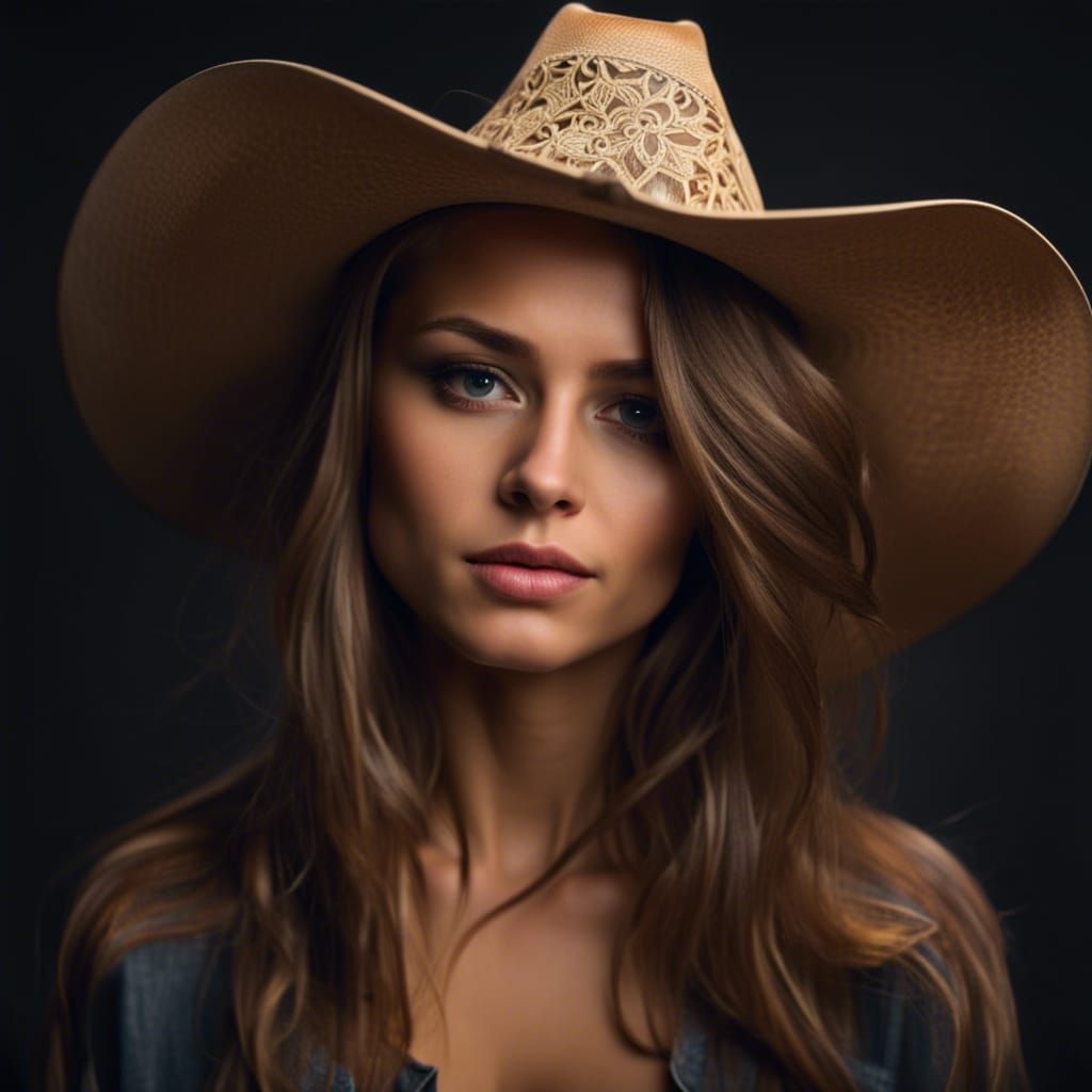a beautiful woman with cowboy hat