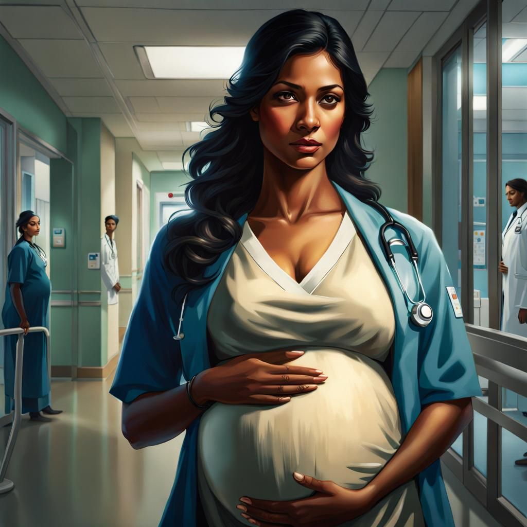 9 Months Pregnant and Working  by @Orange_Paladin